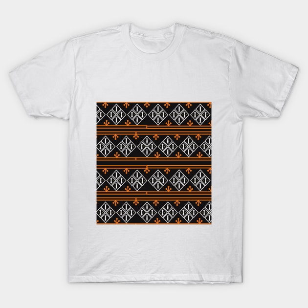 orange and black pattern background fabric pattern T-Shirt by Studiowup